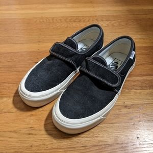 Black suede Vans velcro tennis shoes